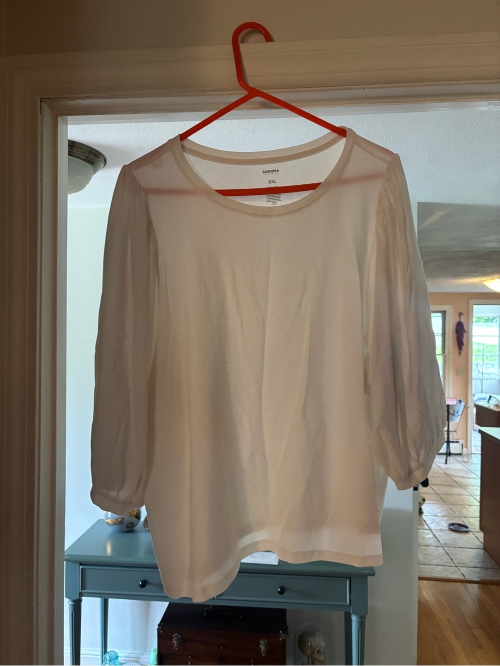 Sonoma White Blouson Sleeve Women's Top